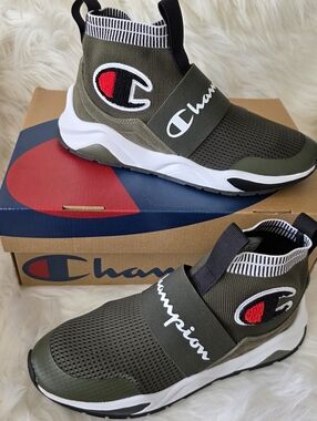 Champion Rally Pro Green Slip-On Sock Sneakers Size Y6.5